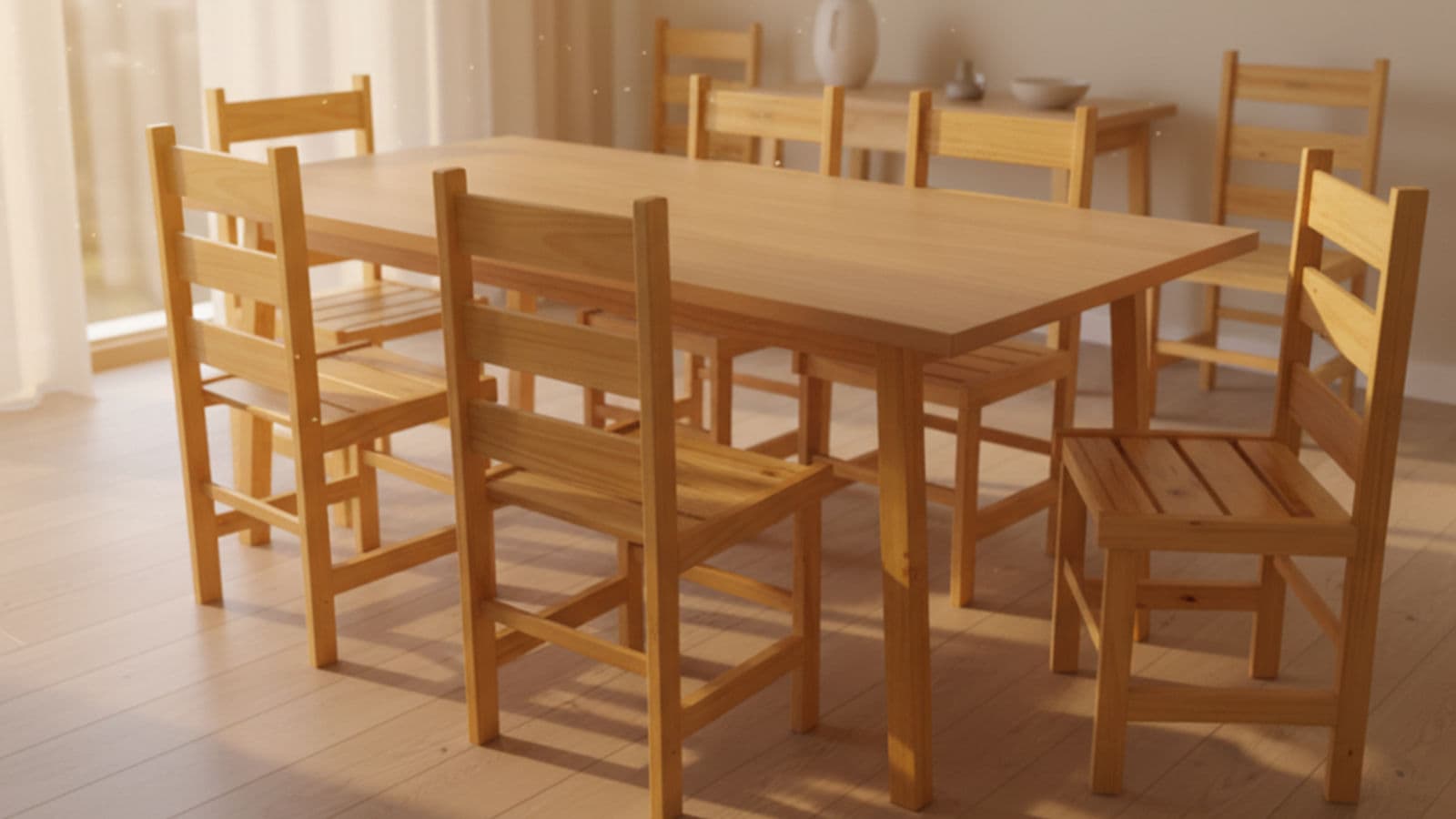 Sala de estar com móveis de madeira